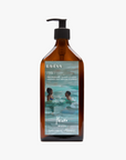 La Eva x Meinke Flesseman "Summer Swimmers" original artwork on label Blu face and body wash in an 500ml amber glass pump bottle