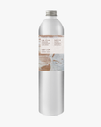 A tall, slender aluminium bottle of La-Eva  spicey Hand & Body lotion sustainable refill. Label featuring Emma Cassi artwork.
