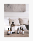Lifestyle: collection of La-Eva luxury ethical spa supplies. Essential oils and nut-free massage oil
