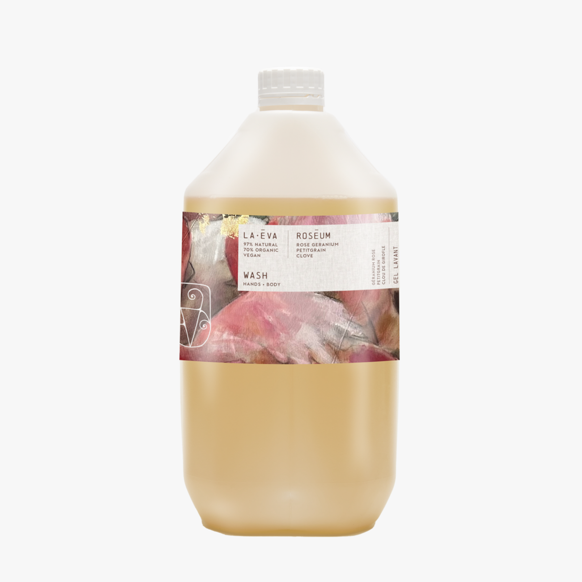 La-Eva roseum hand and body wash 5l refillable, art by Meinke Flessemen