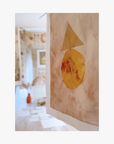 original artwork by Emma Cassi for La-Eva Phos wash. Decorative wall art with abstract design in a room setting