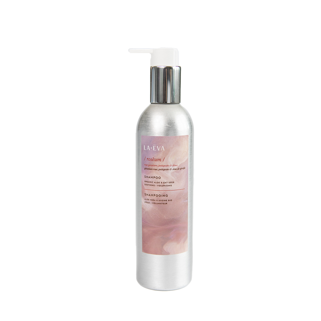 200ml aluminium bottle of La-Eva Roseum shampoo